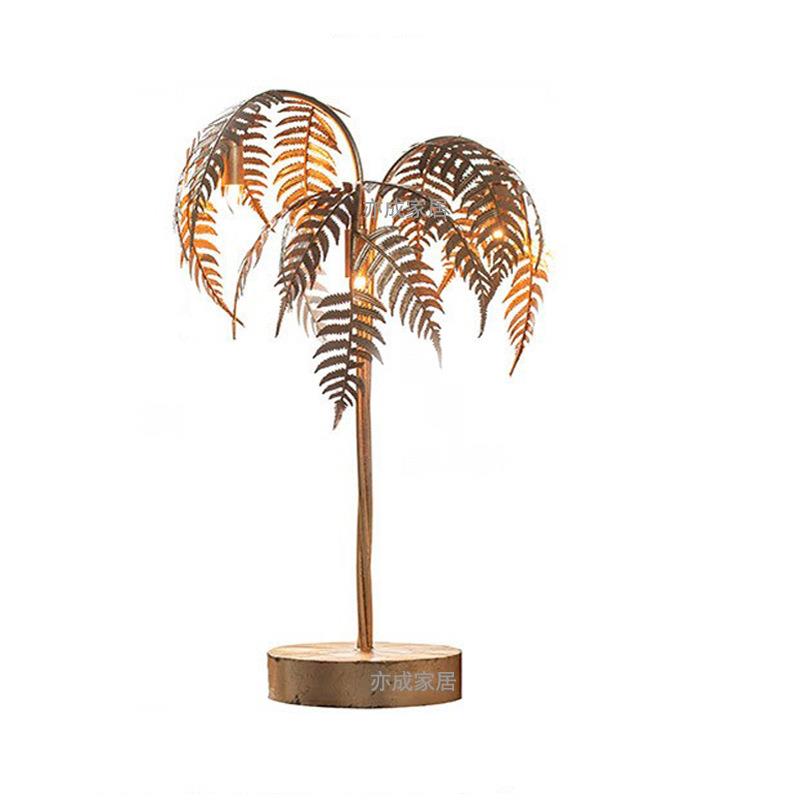 美式时尚复古铁艺棕榈树台灯/软装设计/别墅/样板房/酒店台灯