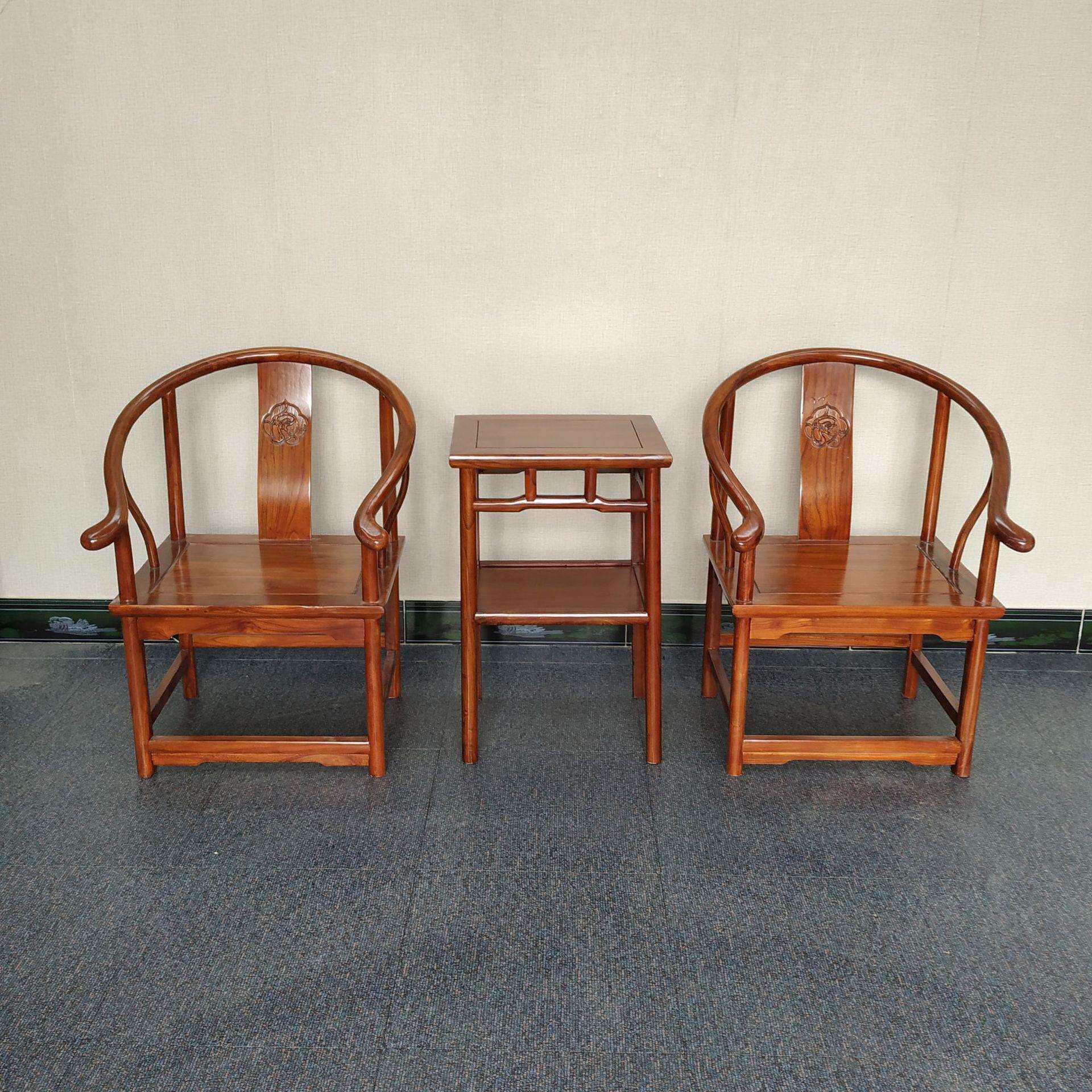 老榆木白茬胚实木椅子免漆客厅茶桌椅靠背椅仿古新中式圈椅太师椅