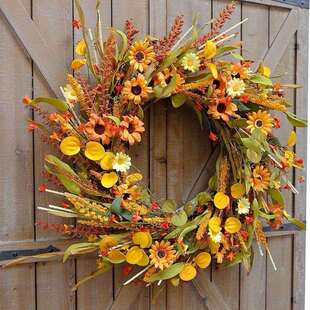 跨境感恩节装饰摆件花环枫叶丰收节thanksgiving秋天主题橱窗挂饰