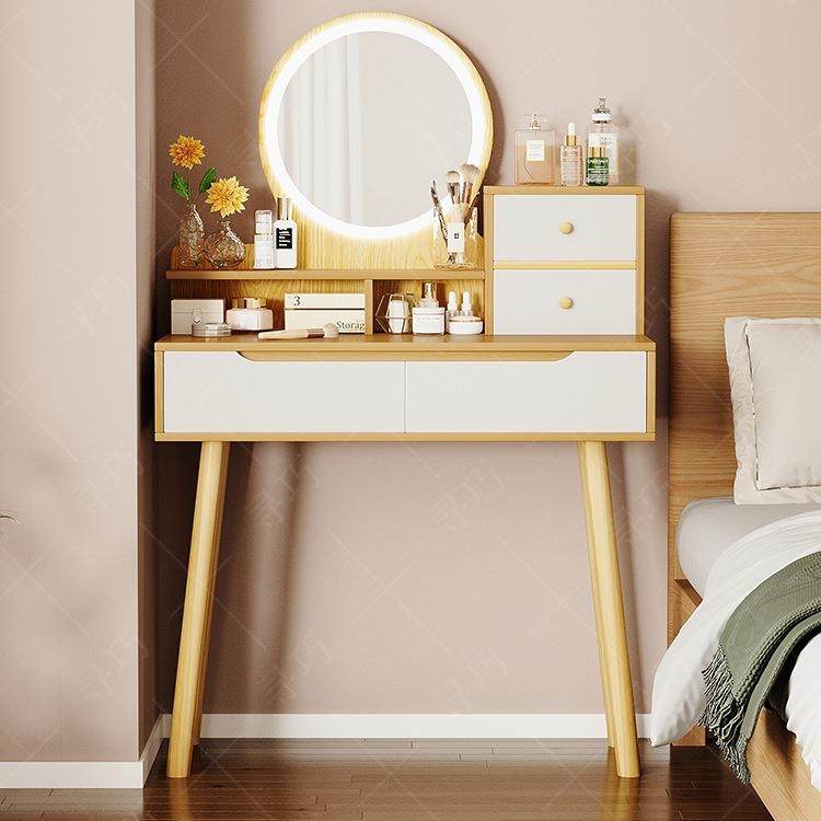 梳妆台小户型卧室简约现代2025新款化妆镜床头柜一体化60cm化妆桌,3C数码配件,USB灯,淘宝优惠券,粉丝福利购,淘宝优惠卷