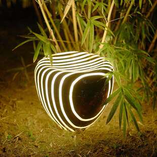 户外灯景观灯创意公园灯树脂太阳能石头灯条纹斑草坪灯别墅庭院灯