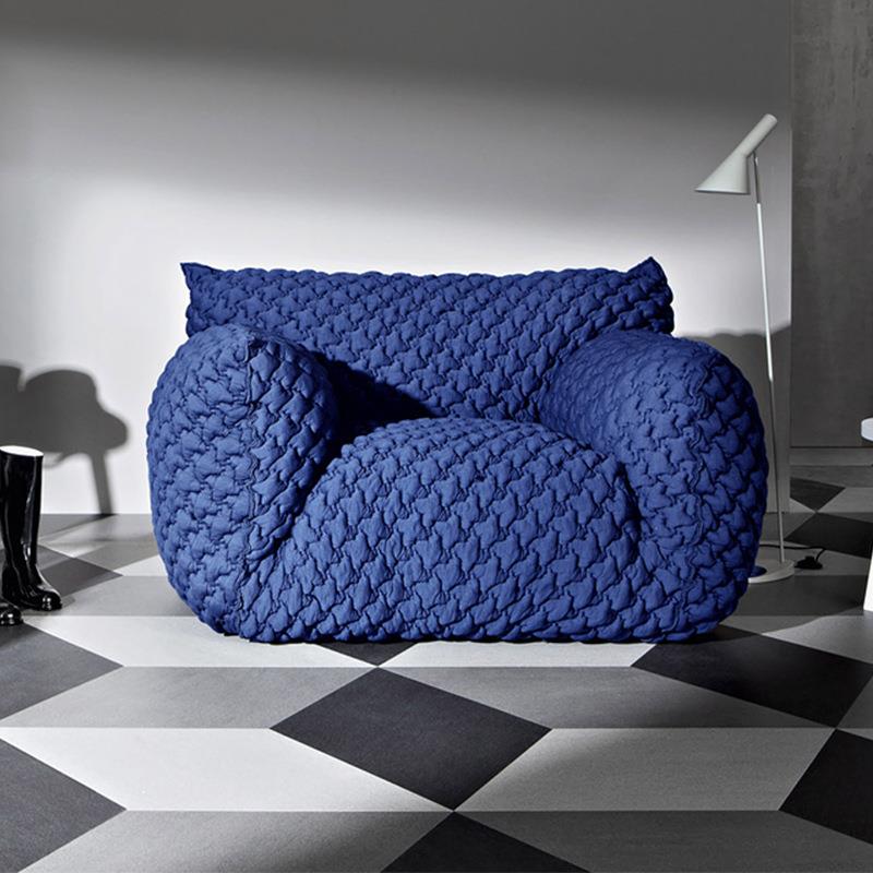 新款2025设计师蓝胖子沙发针织布单人扶手泡泡沙发云朵沙发