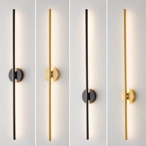 现代简约客厅氛围墙壁灯过道走廊纯铜线条长壁灯LED三色光书桌灯