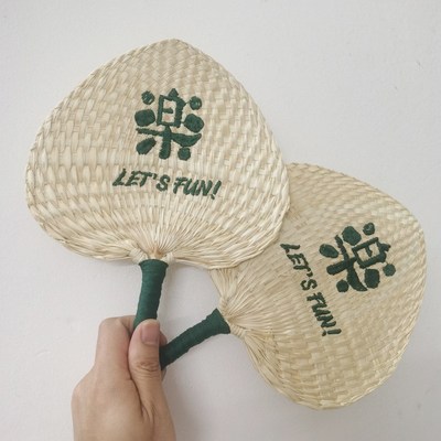 新款夏季手工葵i扇草编团扇手摇扇粽叶印字芭蕉扇子蒲扇刺绣logo