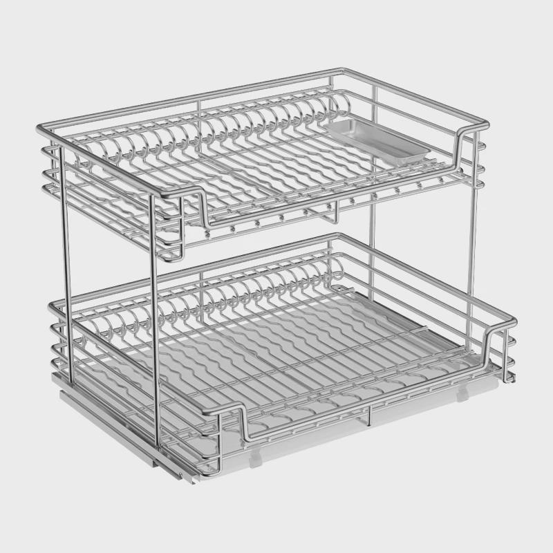 IL橱柜厨房碗柜内置物架不x锈钢碗碟拉篮开门碗架置物架碗篮