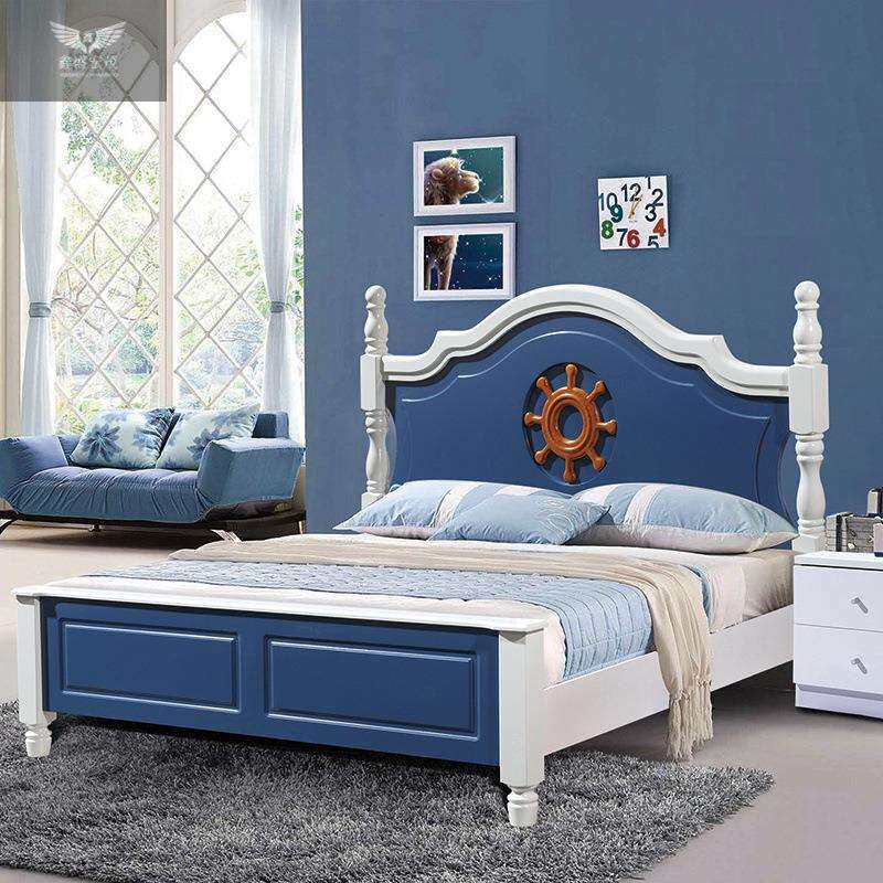 现代简约公主床小孩实木床青少年床儿童床男孩女孩单人床王子