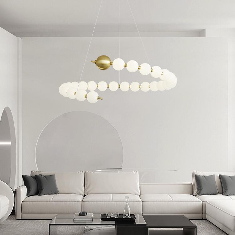 全铜客厅吊灯北欧魔豆分子灯珍珠泡泡餐厅吊灯现代简约卧室灯具