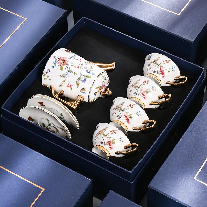 美道 穿花引碟 咖啡杯子高档精致高级茶壶杯套装骨瓷下午茶茶具