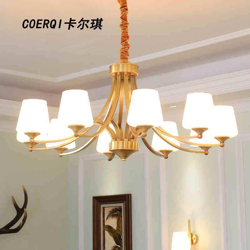 大气客厅吊灯乡村简约卧室餐厅灯具欧式灯饰 新款美式吊灯全铜