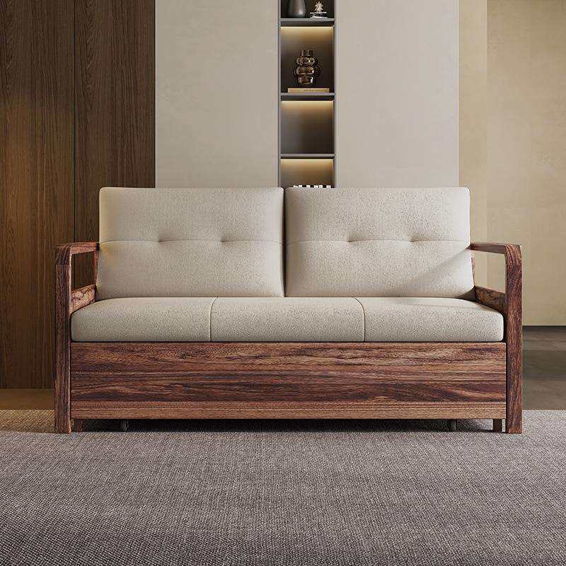 实木折叠沙发床两用中式家用小户型伸缩客厅双人多功能卧室书房