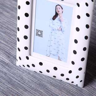 黑白相框家居装饰摆件 波点相架 软装饰品样板间床头柜摆件