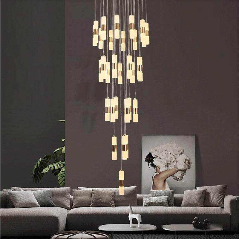 楼梯吊灯现代简约loft公寓北欧复式楼别墅客厅后现代简约长吊灯具