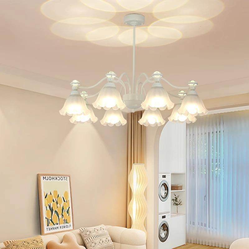 法式奶油风客厅吊灯花朵网红中古玻璃大气创意餐厅灯卧室灯具主灯