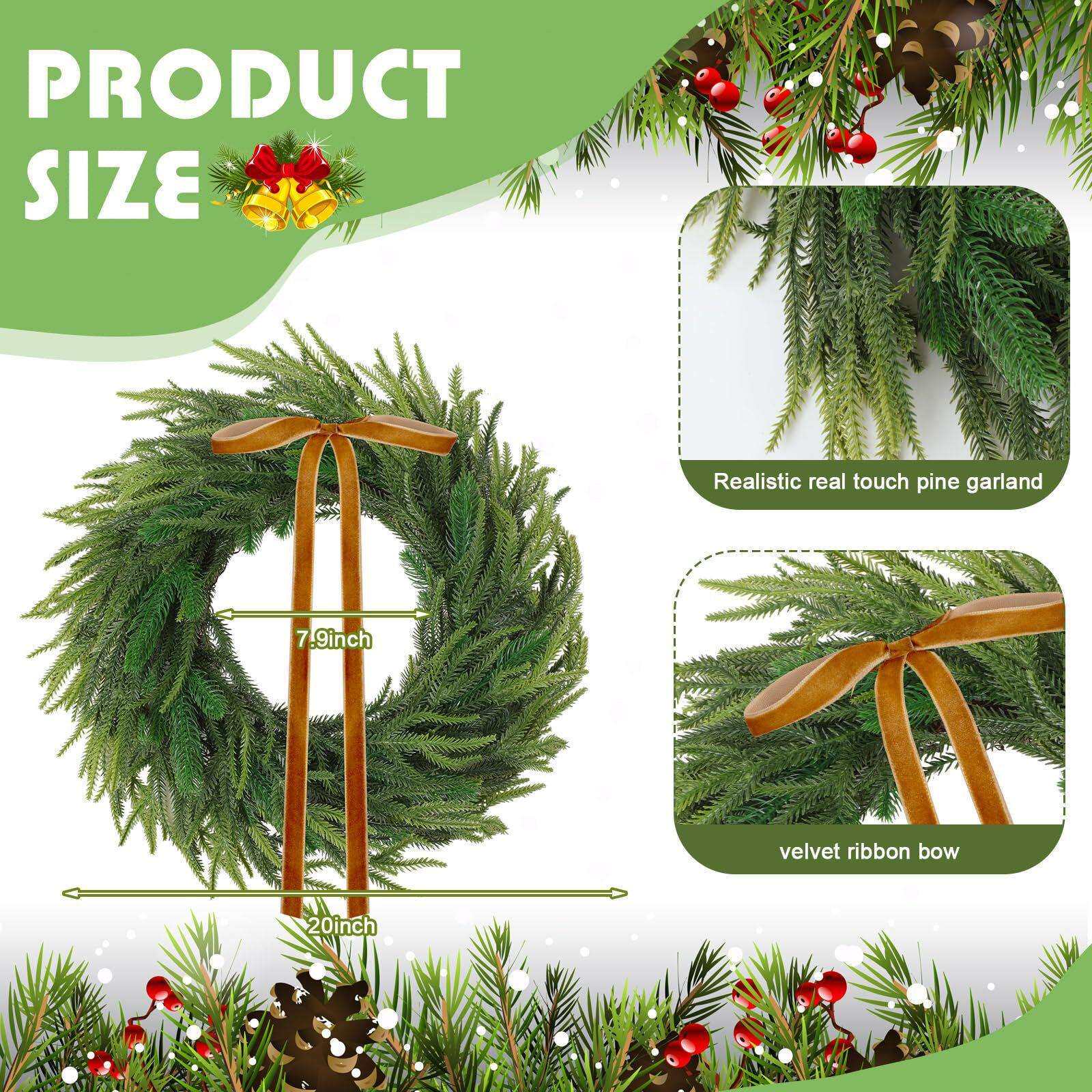 亚马逊新款福克斯松针红果圣诞节装饰品挂件蝴蝶结花环楼梯挂