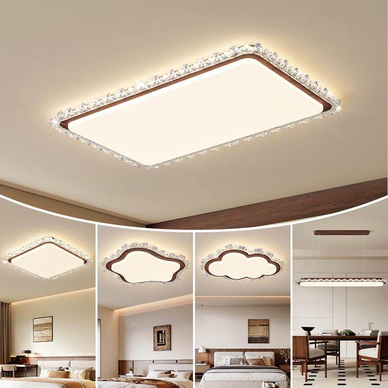 客厅大厅主灯吸顶灯2025新款中古风胡桃木色全屋套餐组合护眼灯具