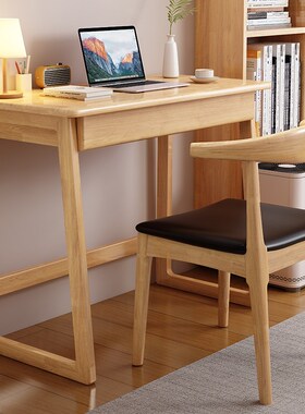 小户型实木书桌0.6米小r型电脑桌家用卧室小桌子90CM长学生学习桌