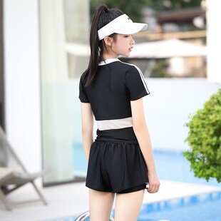 女大童泳衣分体保守游泳馆竞速女孩初高中生泳装青少年12岁带胸垫