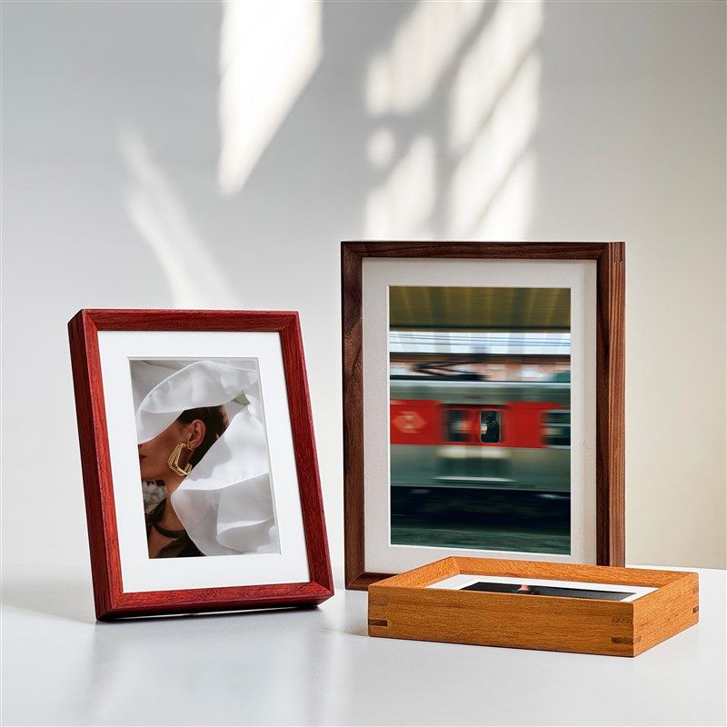 无酸保护亲签博物馆级实木相框摆台无反光玻璃挂墙6寸8装裱定制