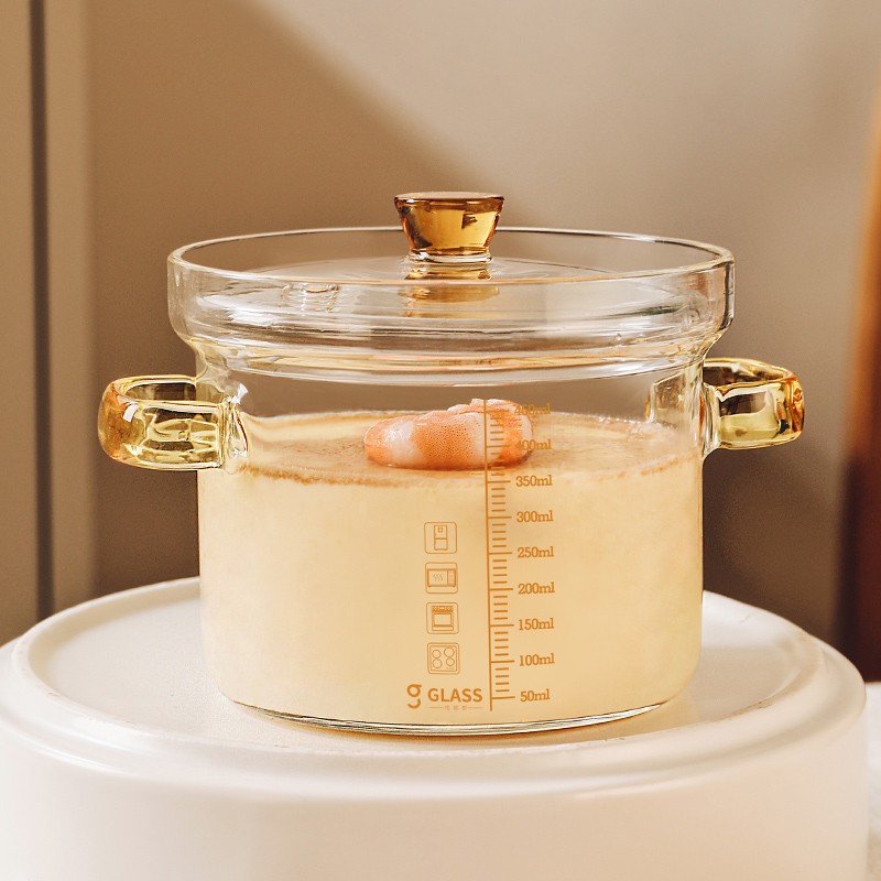 高硼硅玻璃炖锅炖汤家用透明煮锅燃气明火耐高温小瓦罐迷你汤锅碗