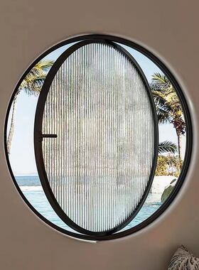 网红中轴旋转圆窗月亮窗室u内防窥圆形玻璃窗阁楼玄关圆窗户艺术