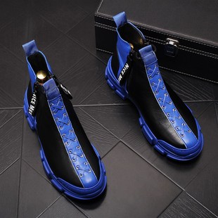 潮流短靴个性 男式 男靴子透气休闲鞋 厚底内增高时尚 牛仔靴 高帮板鞋