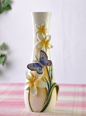 方亚蝶舞简约创意插花客厅摆件家居装饰品干花花.瓶花艺摆设