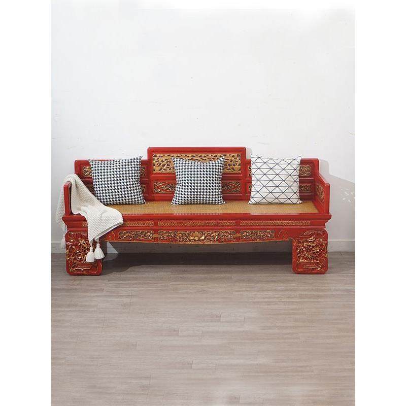 新中式实木老榆木罗汉床沙发复古床榻整装沙发雕刻高端单人床现货,鲜花速递/花卉仿真/绿植园艺,割草机/草坪机,淘宝优惠券,粉丝福利购,淘宝优惠卷