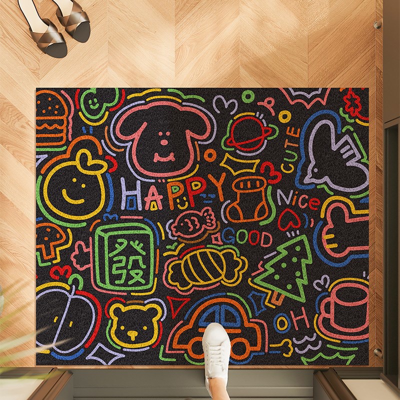 家用入户门垫潮流炫酷丝圈进门蹭脚地垫耐脏耐磨除尘玄关垫脚垫子