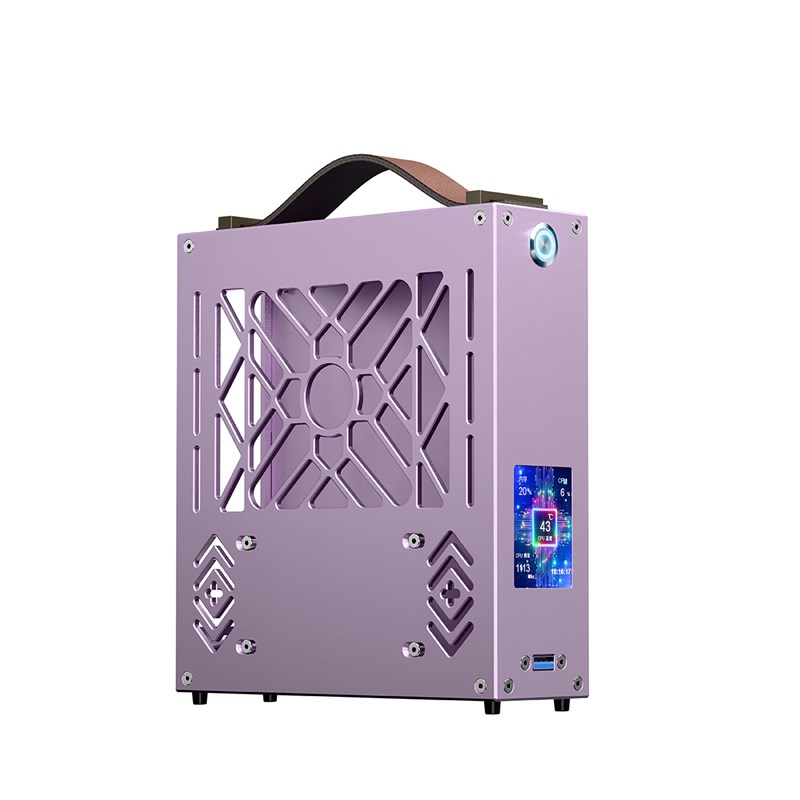 紫色M1铝合金mini迷你电脑机箱台式机小主电源套装diy办公外壳itx