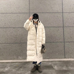 设计感小众棉袄棉衣 新款 ins港风连帽羽绒棉服女长款 过膝202F4冬季
