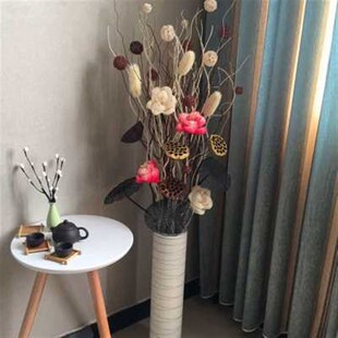 放客厅的干花龙柳曲柳干枝天然树枝落地玄关隔断橱窗干枝装饰干花