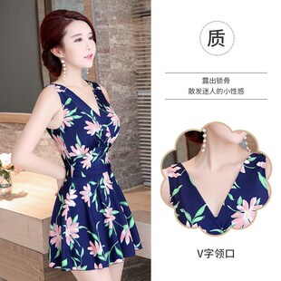 时尚 遮肚显瘦大人中年妈妈大码 保守连体裙式 游泳衣女2025年新款