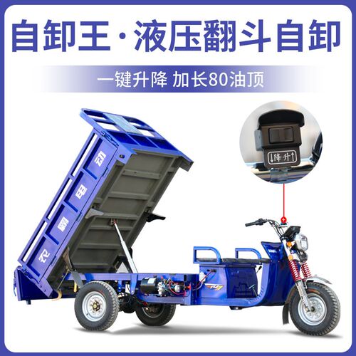 阵风款加固电动助力三轮车3000瓦电机I山区拉货爬坡重载自卸电动