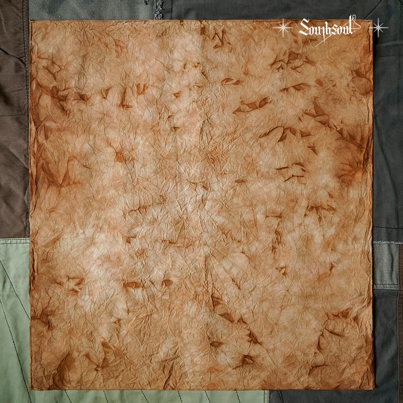 纯棉手工植物染色方巾柿染扎染机车头巾领巾草木染五倍子薯莨染