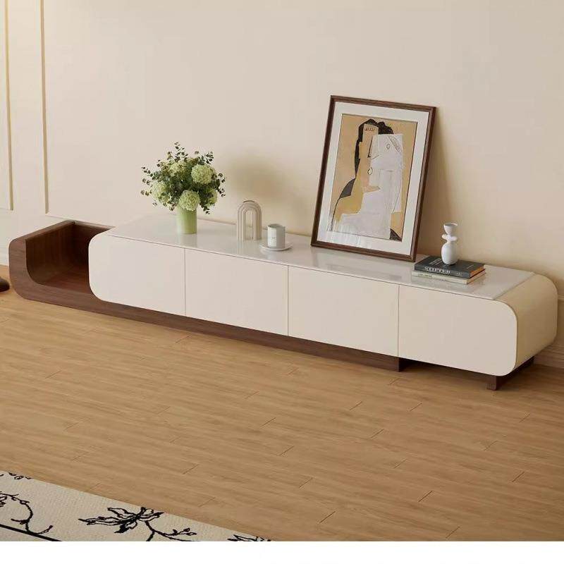 2025中古风可伸缩微晶石电视柜客厅家用法式复古小户型落地款