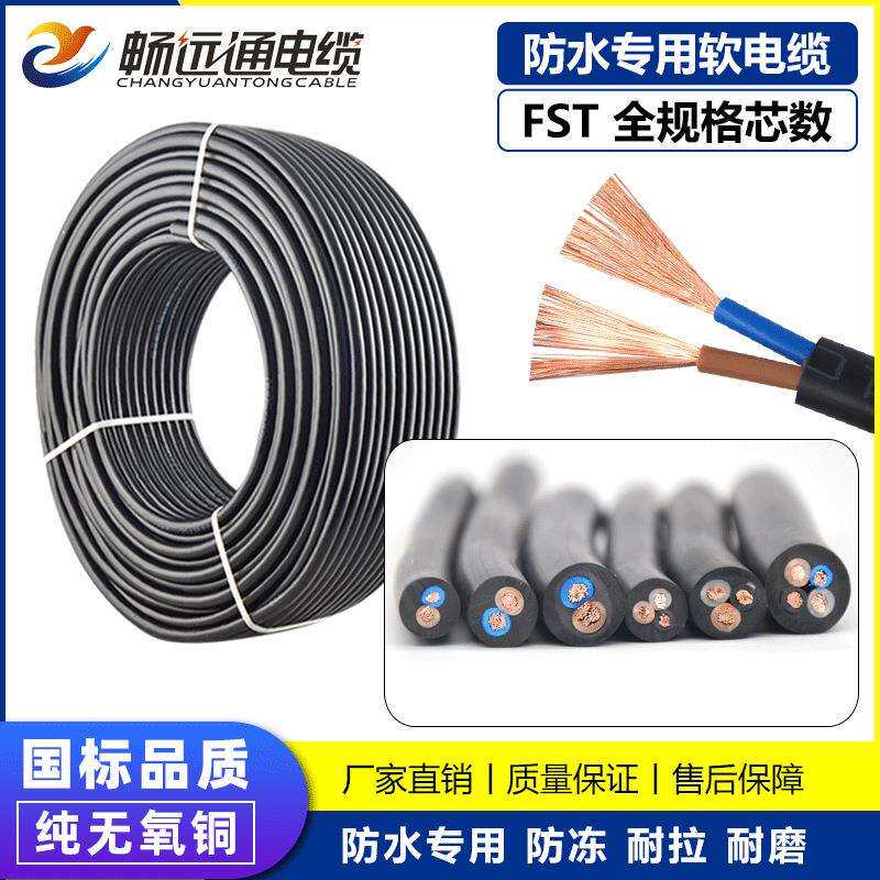山东远通 电线国标水泵线JHS防水电缆 拖地线用FST2芯3芯4芯电缆