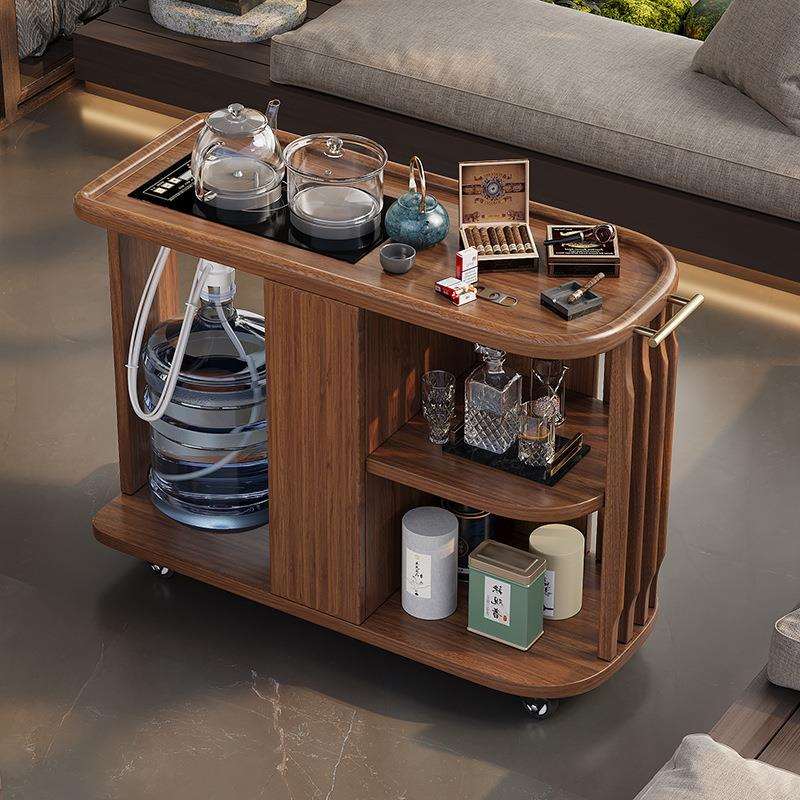 实木移动茶几茶台烧水壶一体可移动沙发边几小推车阳台茶水柜茶桌
