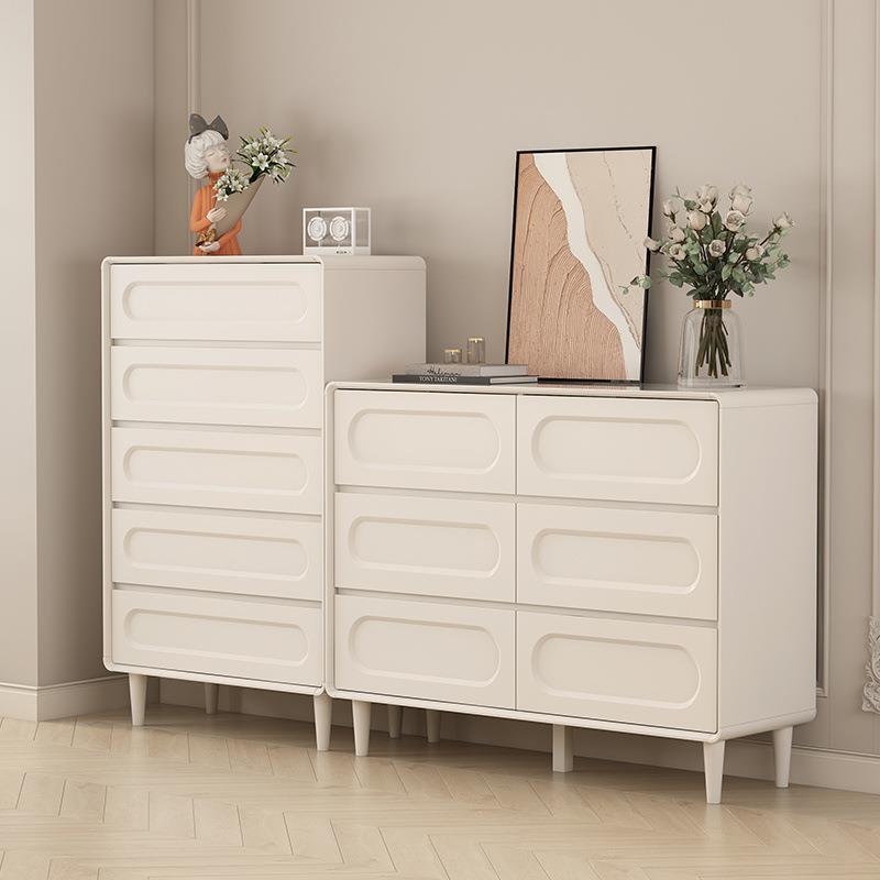 卧室五斗柜收纳柜简约现代床尾储物柜实木框斗柜客厅奶油风抽屉柜