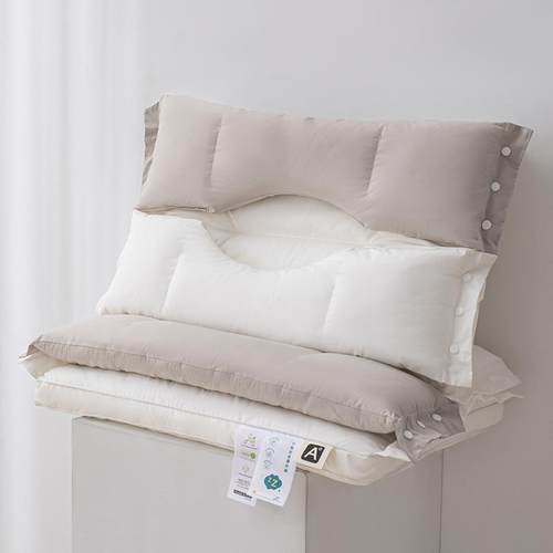 磨毛护颈枕护颈牵引枕不压耳不压脸全棉枕头单人枕芯家用成人枕头