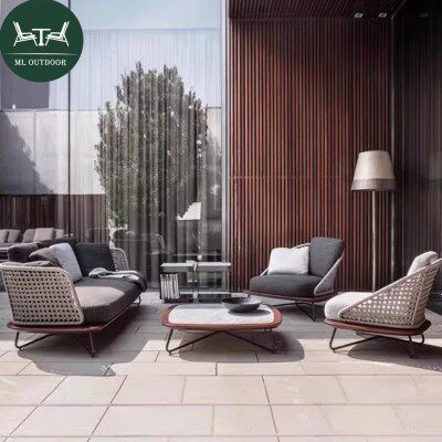 藤编沙发设计师花园防水休闲实木别墅北欧露台高端沙发椅户外庭院