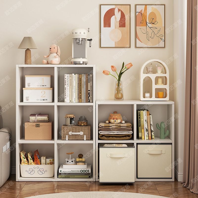 收纳柜家用书柜书架o落地多层格子柜卧室置物架客厅展示柜子储物