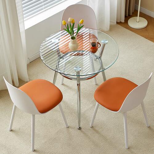 桌子玻璃钢化玻璃小圆桌餐桌洽谈桌椅组合玻璃阳台玻璃圆桌家用桌