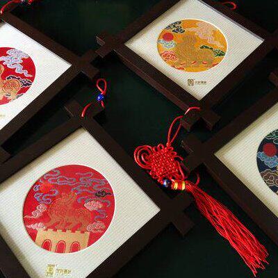 挂件云锦牌 菱形 云锦南京所 真丝云锦精品礼品研究 吉祥南京特产