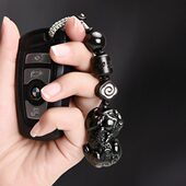 串个性 男女扣貔貅高档吊坠汽车钥匙挂件钥匙圈保平安钥匙链 情侣款