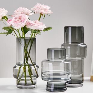 玻璃透明客厅插高级花瓶鲜花网红异形餐桌水培感艺术摆件玫瑰