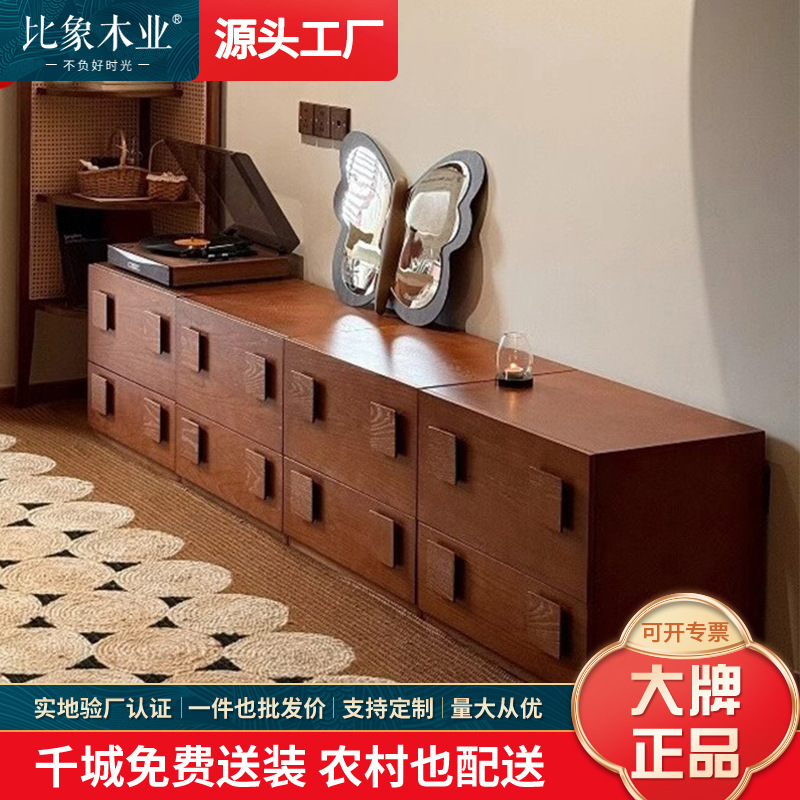 法式复古多功能组合电视柜全实木卡门柜斗柜边柜客厅储物柜奶油风