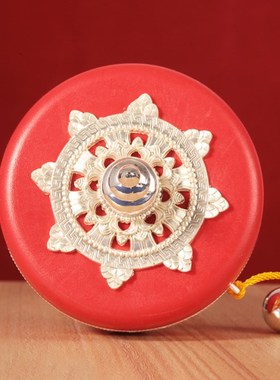 红皮铜藏式手摇转筒家用立体浮C雕手摇双轴承桶实木随身用摆件