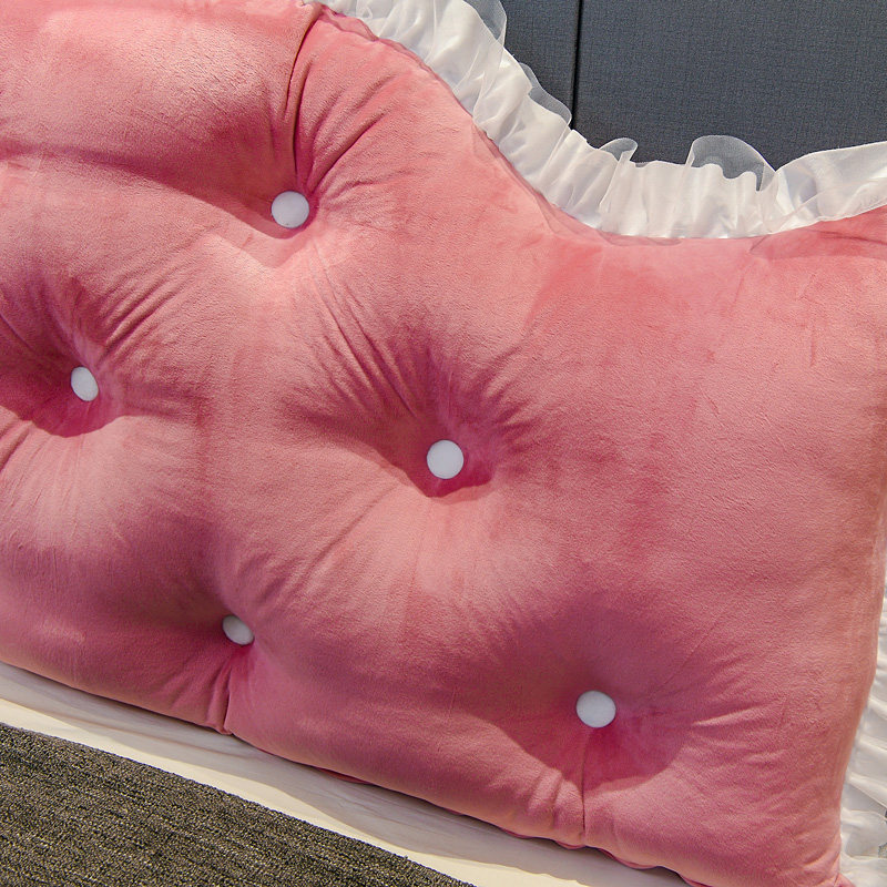 欧式床头靠垫毛绒床上靠枕双人大靠背榻榻米软包可拆洗花边大抱枕