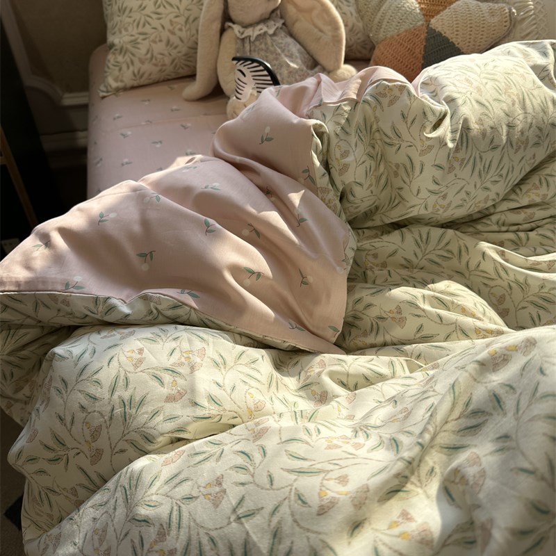 ins美式田园小碎花床上四件套全棉纯棉文艺1.5m米被套床单少女心