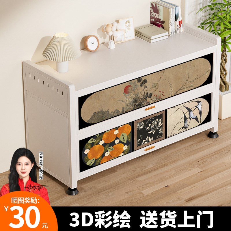 钢制厨房多功能置物架落地多层微波三层柜防尘收纳柜家用橱柜架子